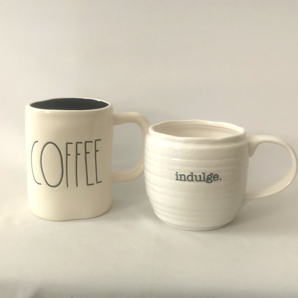 Set of Two Large Coffee / Tea Mugs, Rae Dunn & Casual Fridays Collection